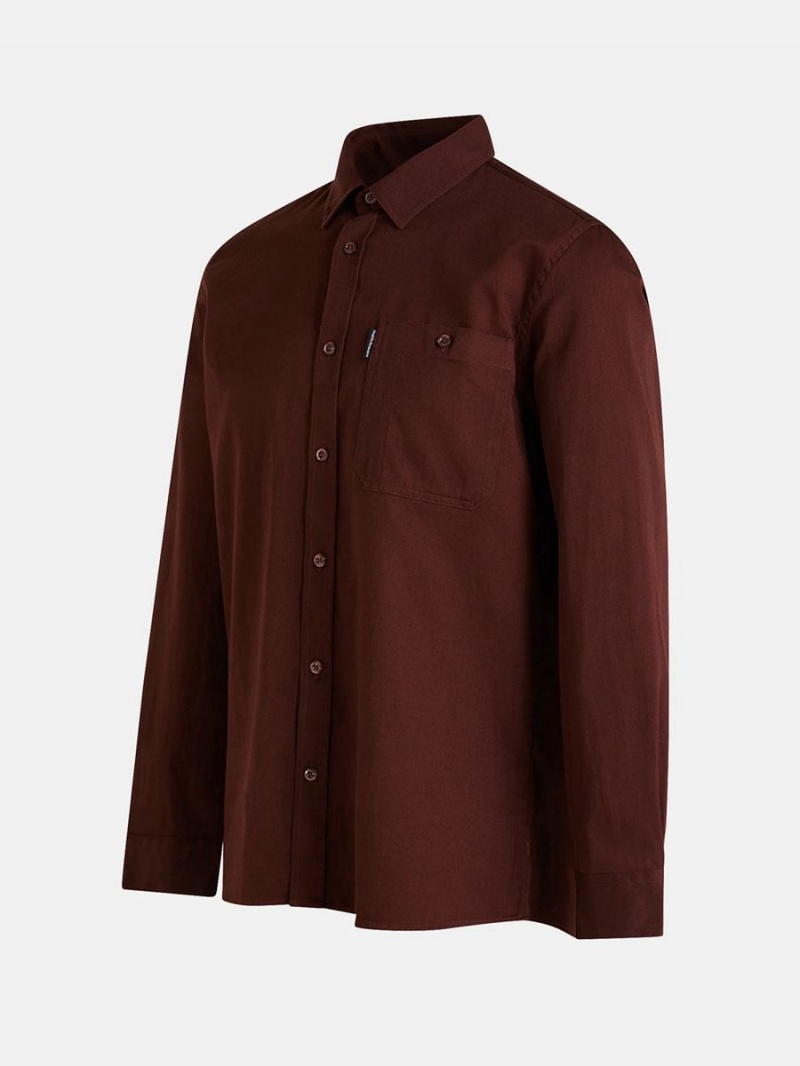 Peak Performance Moment Skiers Men's Shirt Burgundy | GOZ88-004