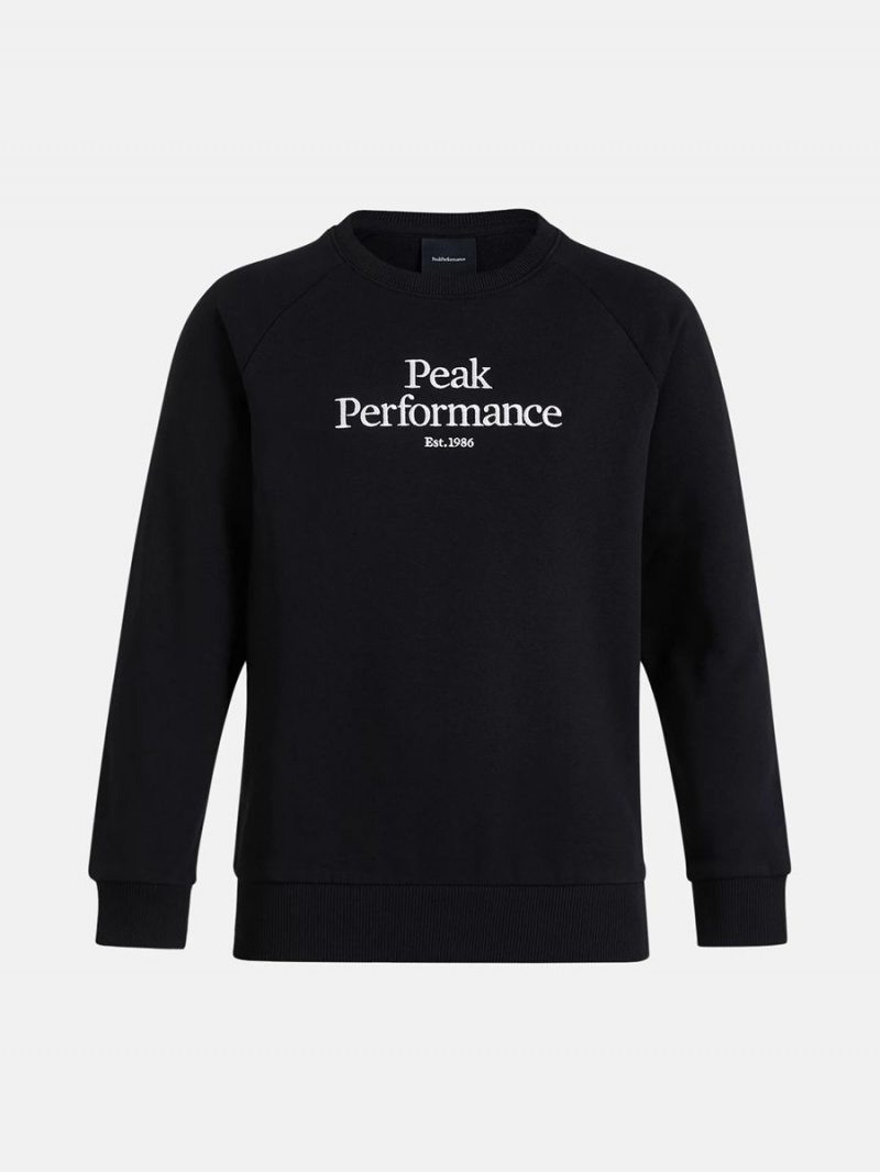 Peak Performance Original Crew Kids\' Sweatshirt Black / White | IJZ78-059