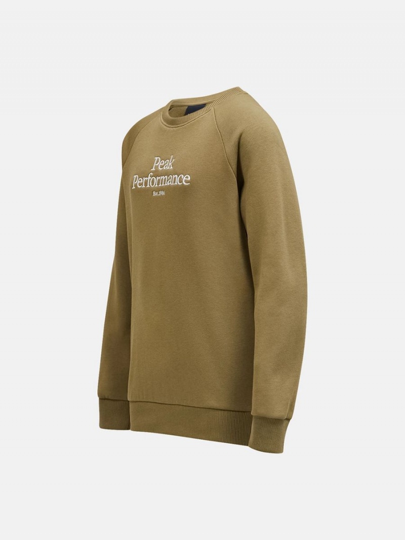 Peak Performance Original Crew Kids' Sweatshirt Olive | YDQ84-759