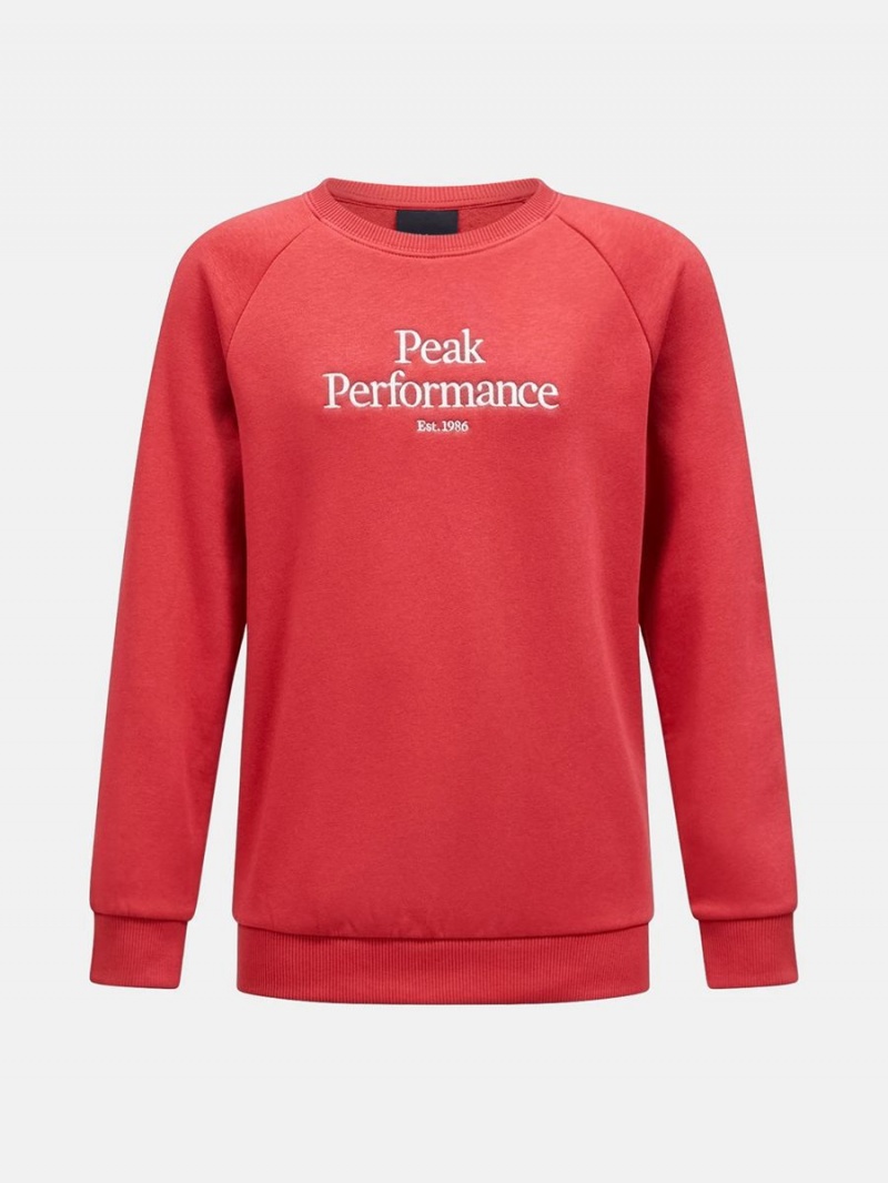 Peak Performance Original Crew Kids\' Sweatshirt Red | VMA22-233