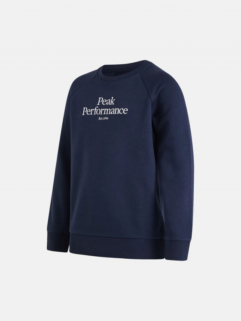 Peak Performance Original Crew Kids' Sweatshirt Navy / White | WUI05-870