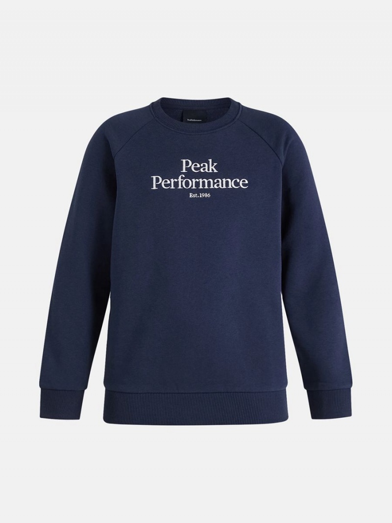 Peak Performance Original Crew Kids\' Sweatshirt Navy / White | WUI05-870