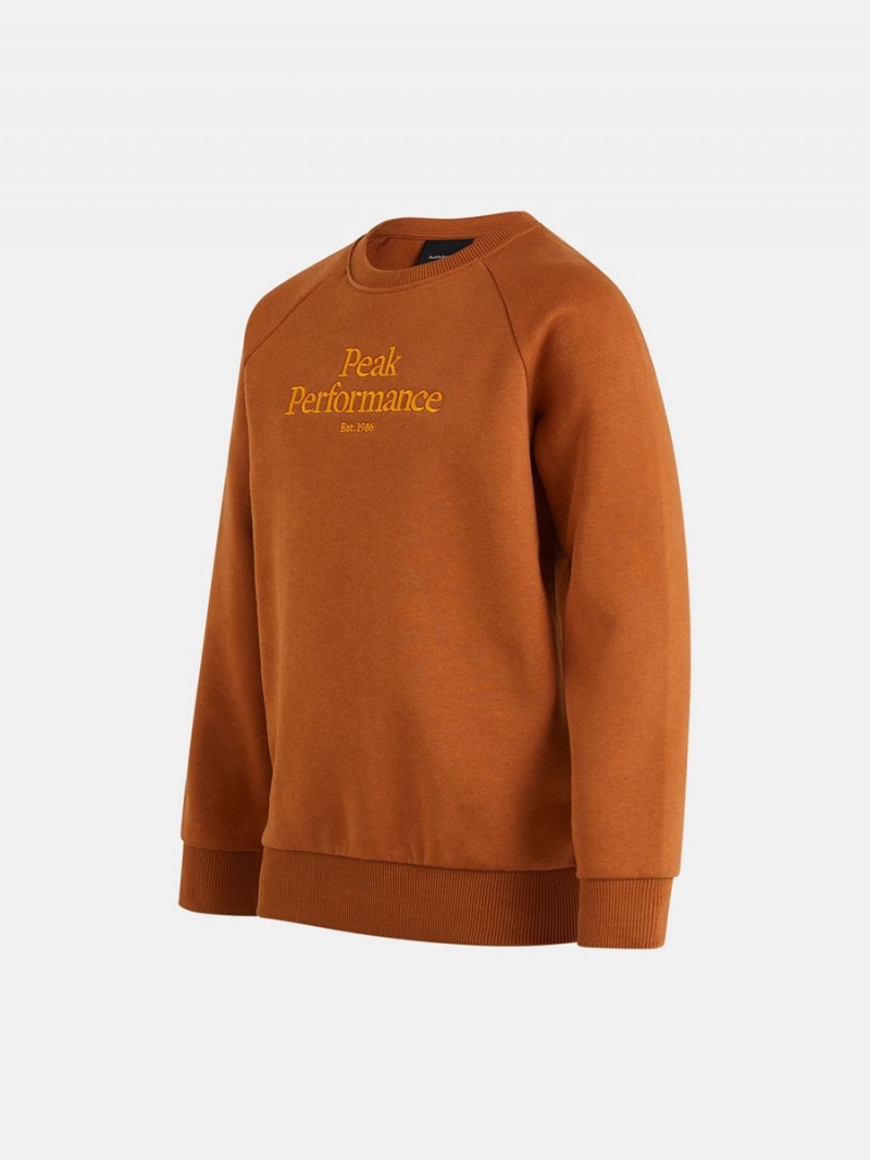 Peak Performance Original Crew Kids' Sweatshirt Orange | XJD76-457