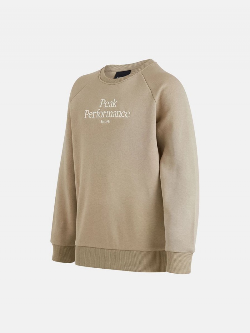 Peak Performance Original Crew Kids' Sweatshirt Beige | ADA06-409