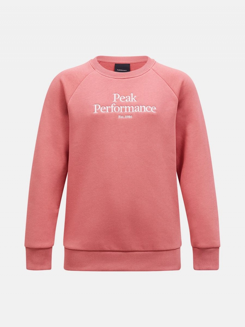 Peak Performance Original Crew Kids\' Sweatshirt Pink | OIH11-174