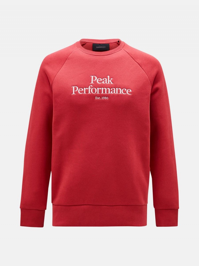 Peak Performance Original Crew Men\'s Sweatshirt Red | FZQ87-622