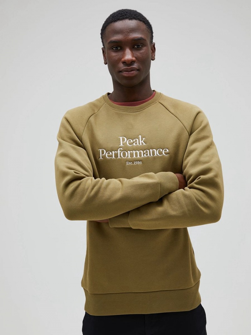 Peak Performance Original Crew Men's Sweatshirt Olive | EXR44-901