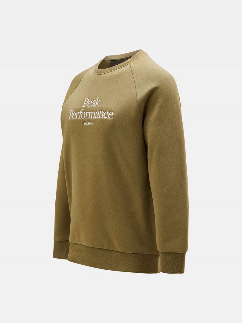 Peak Performance Original Crew Men's Sweatshirt Olive | EXR44-901