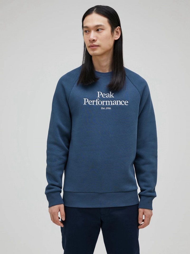 Peak Performance Original Crew Men's Sweatshirt Blue | GKN94-653