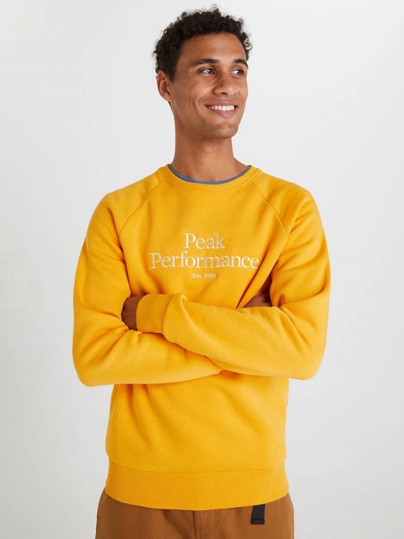 Peak Performance Original Crew Men's Sweatshirt Yellow | WCM90-531