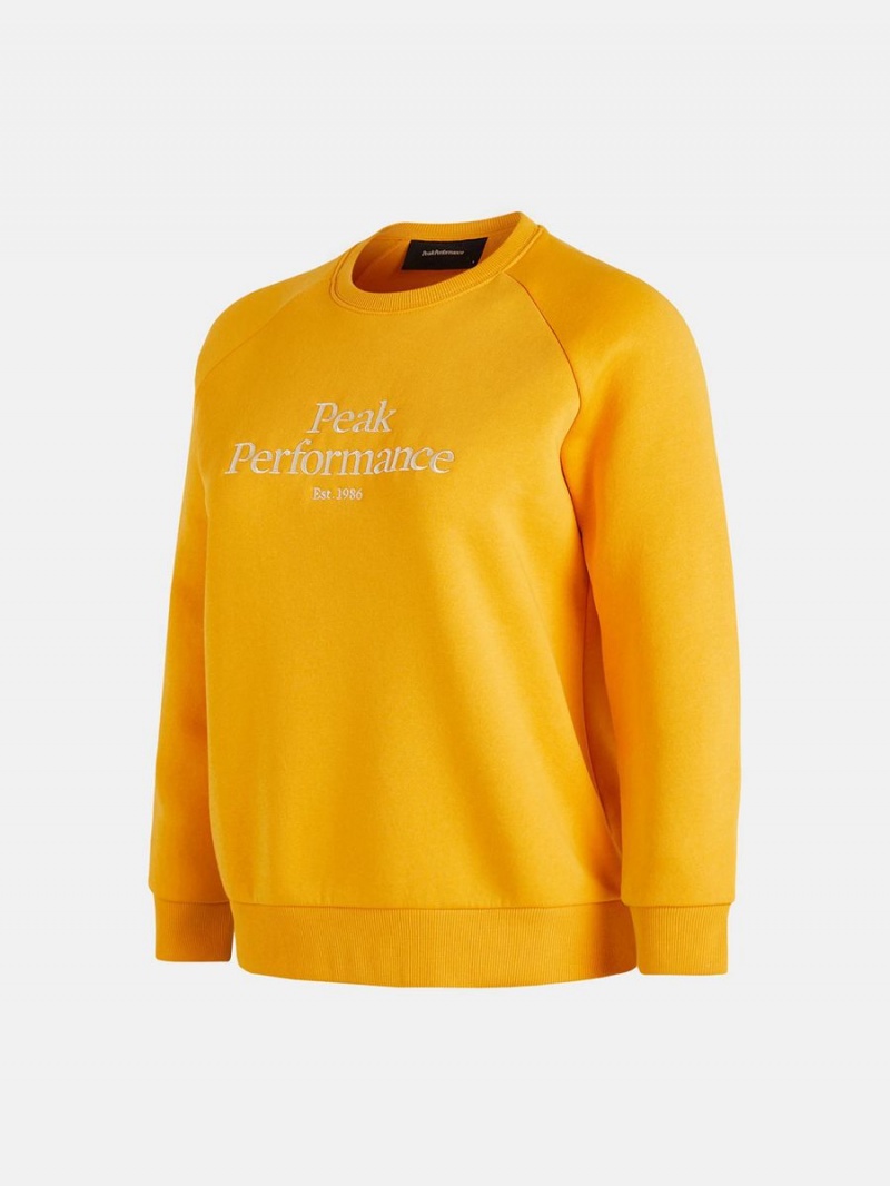 Peak Performance Original Crew Women's Sweatshirt Yellow | XXS66-933