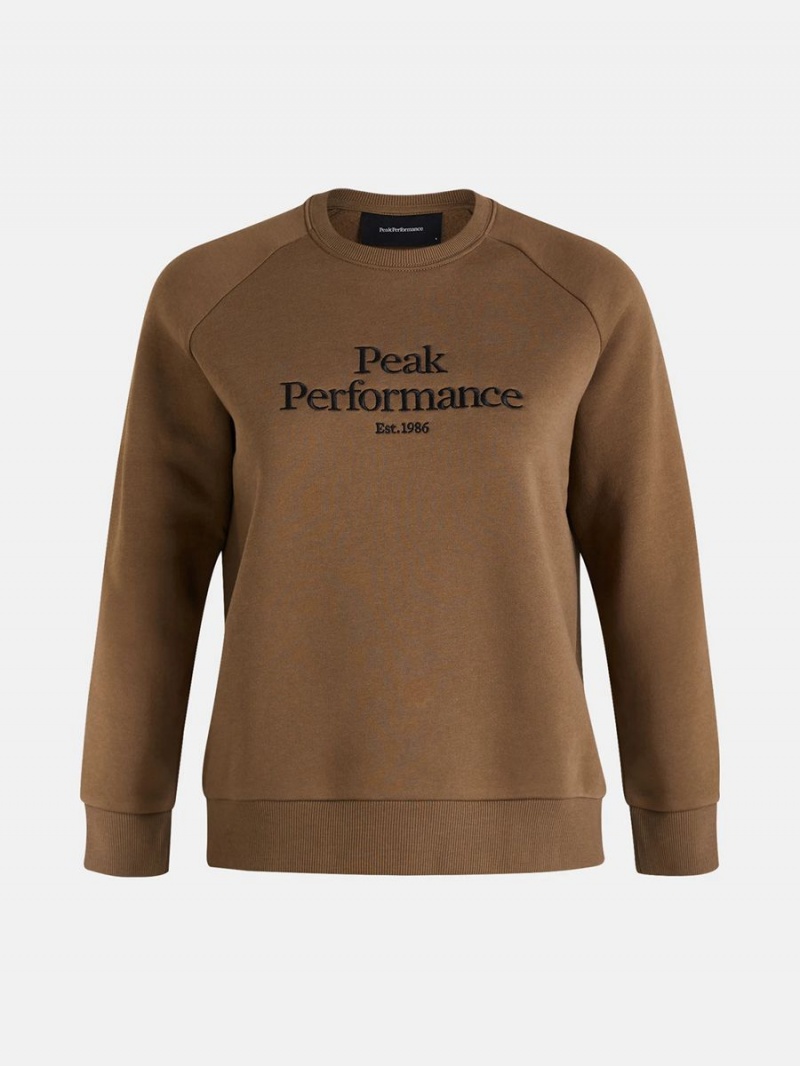 Peak Performance Original Crew Women's Sweatshirt Brown | HZC13-430