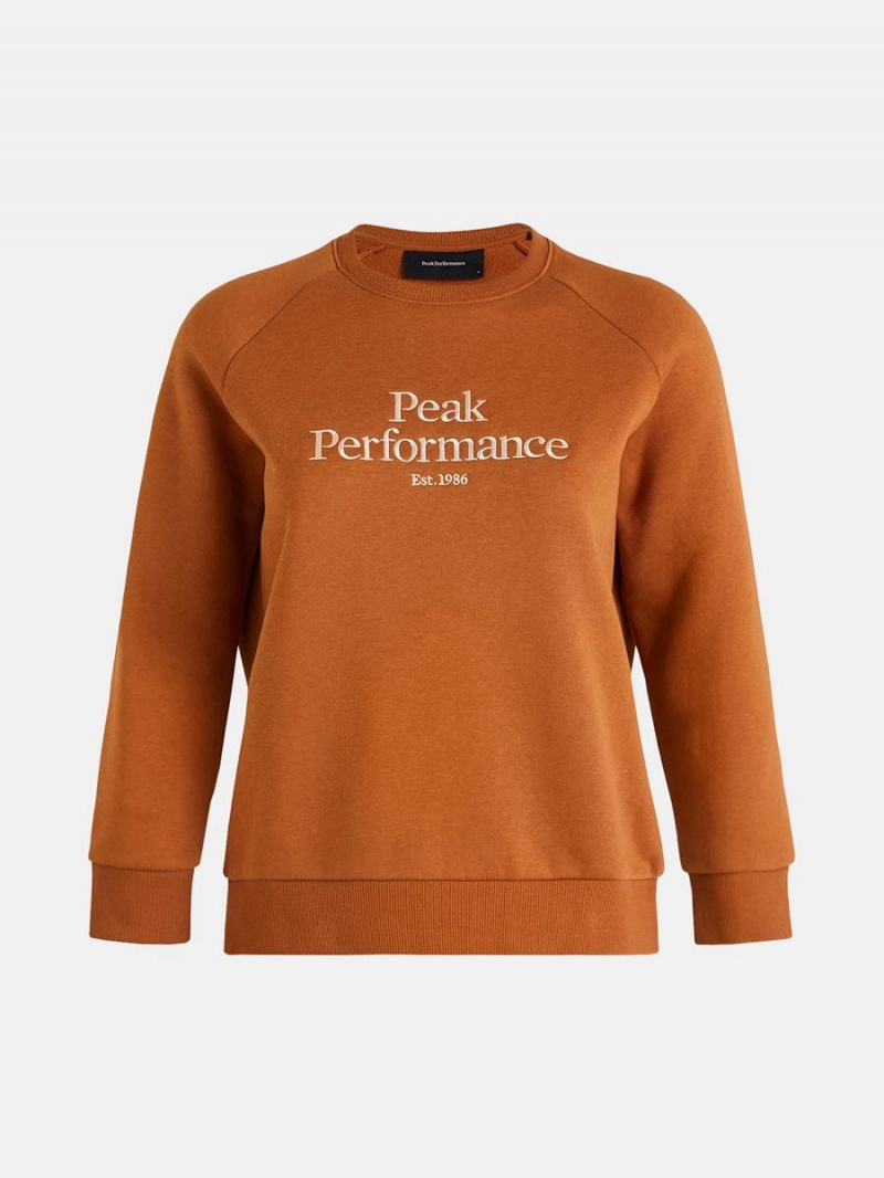 Peak Performance Original Crew Women\'s Sweatshirt Orange | GKA34-547