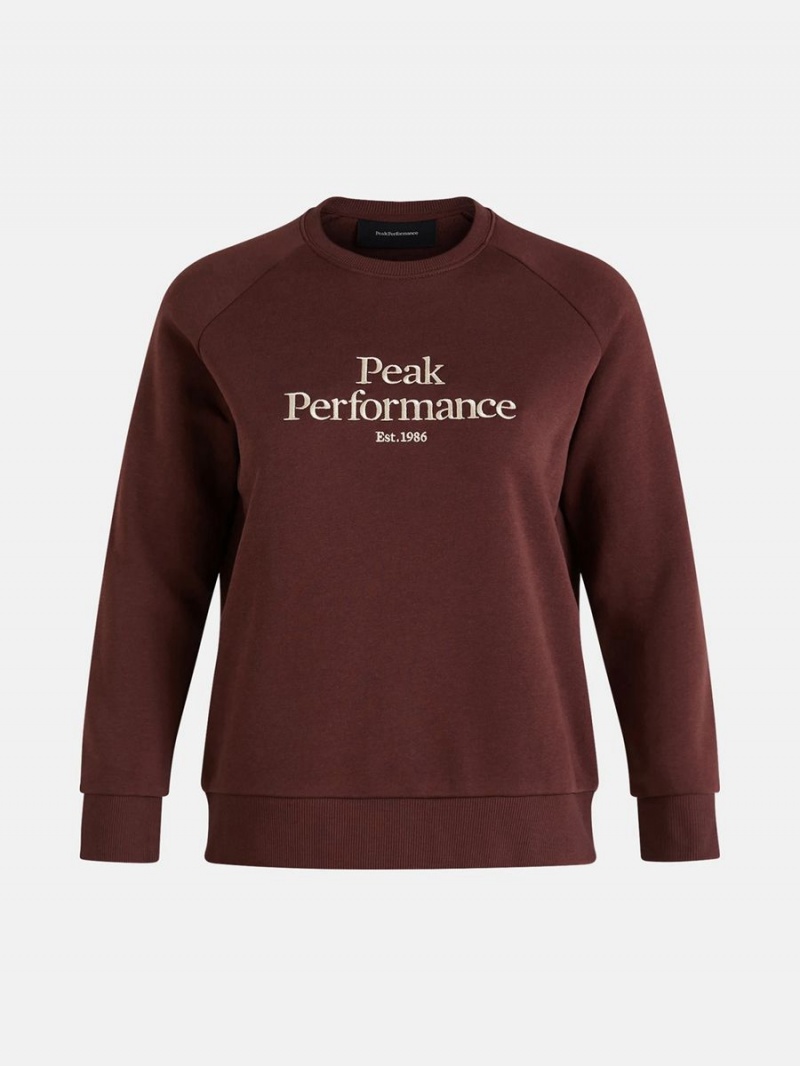 Peak Performance Original Crew Women\'s Sweatshirt Burgundy | CKD29-974