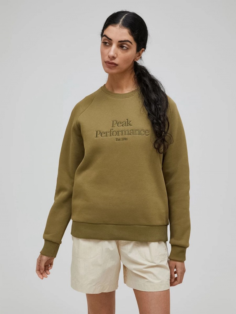 Peak Performance Original Crew Women's Sweatshirt Olive | RCV38-694