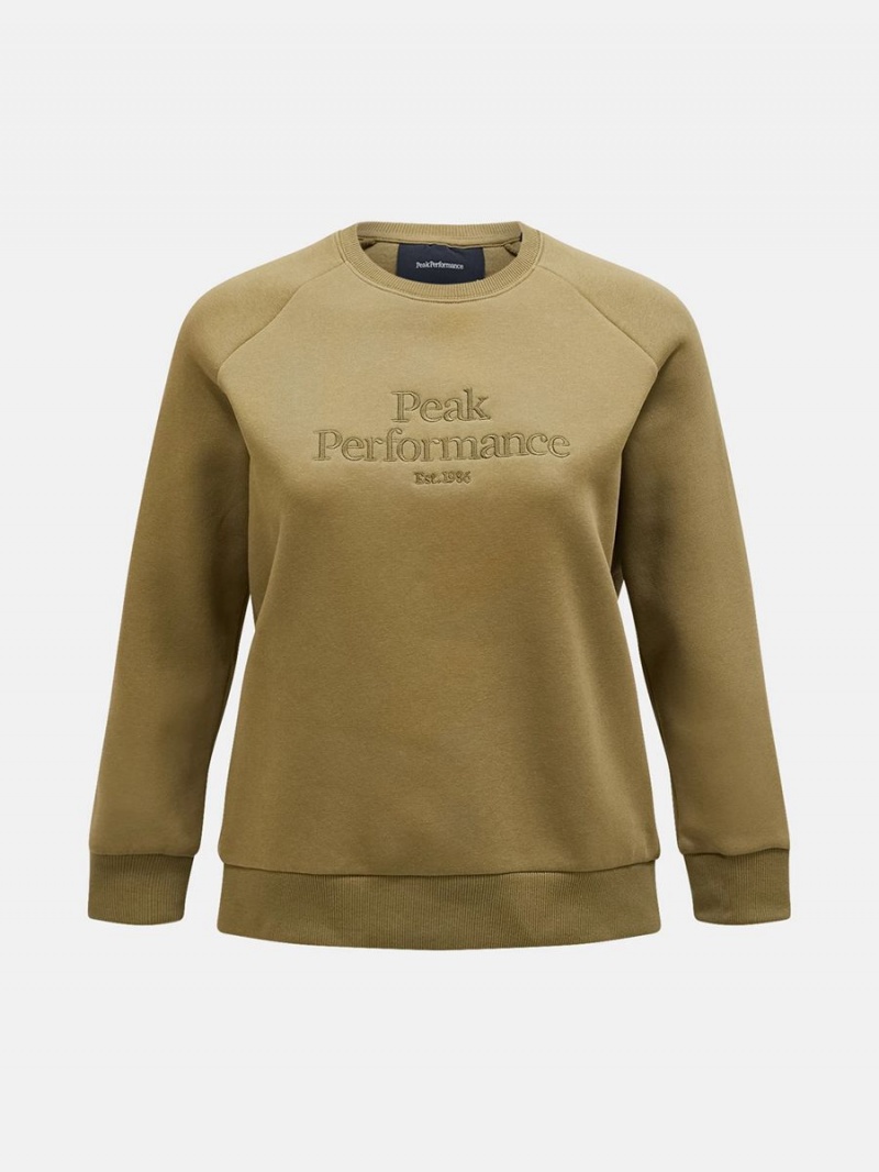 Peak Performance Original Crew Women\'s Sweatshirt Olive | RCV38-694