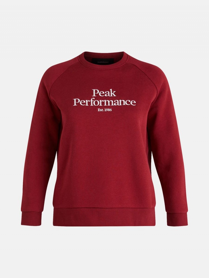 Peak Performance Original Crew Women\'s Sweatshirt Red | AHA20-573