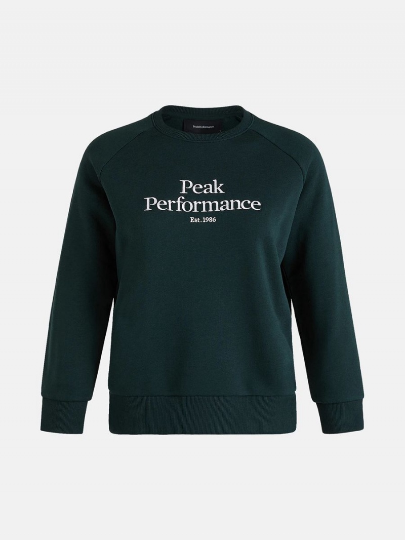 Peak Performance Original Crew Women\'s Sweatshirt Green | QGS45-827