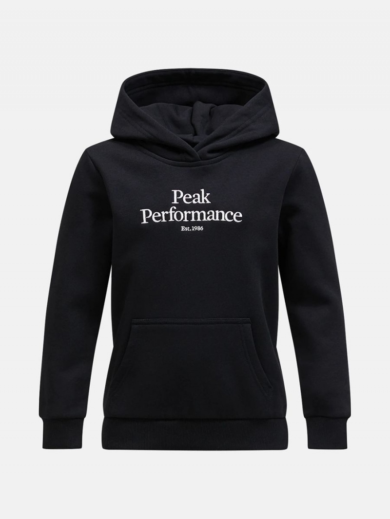 Peak Performance Original Kids\' Hoodie Black / White | AQJ77-700