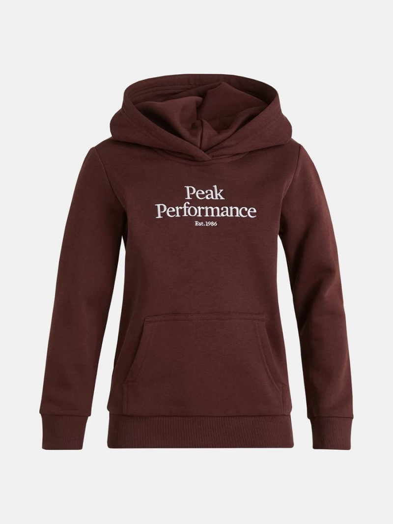 Peak Performance Original Kids\' Hoodie Burgundy | YLG96-983