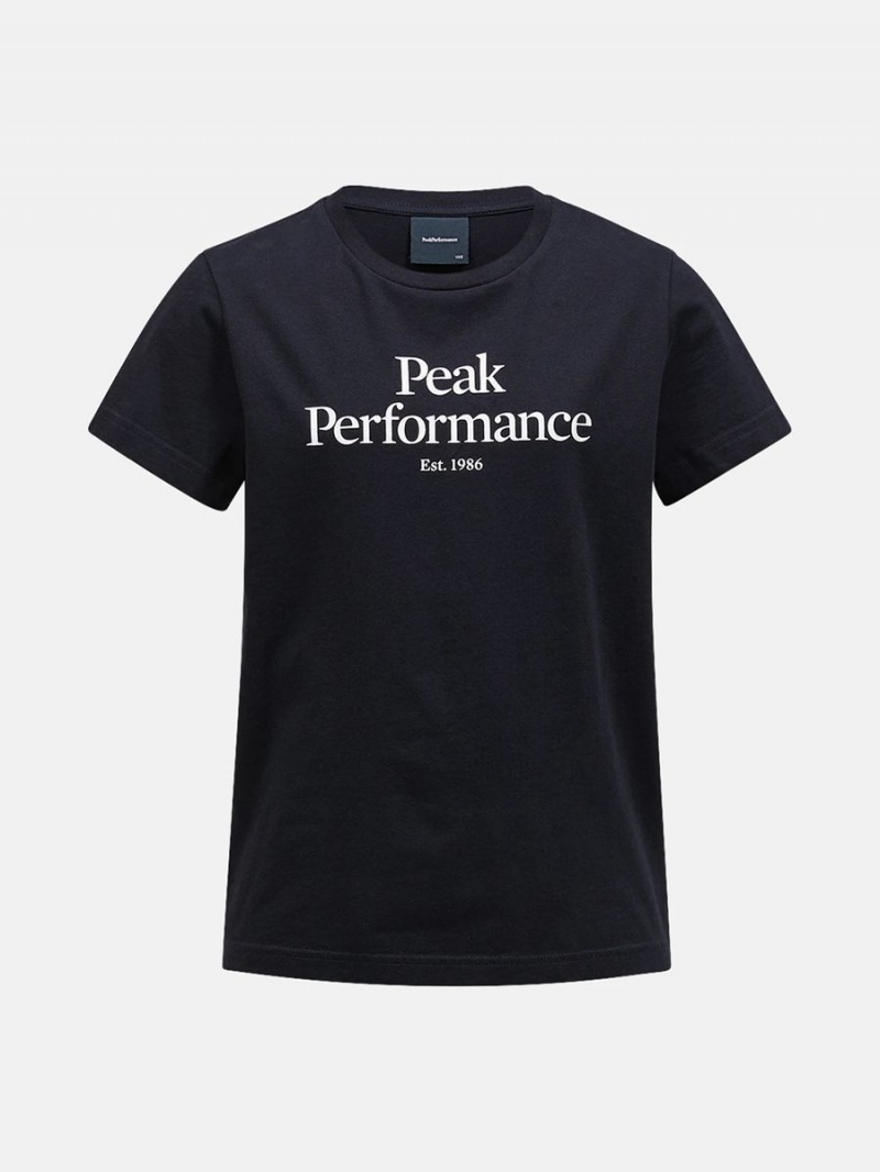 Peak Performance Original Kids\' T-Shirt Black / White | HOQ71-501