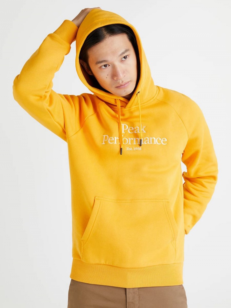 Peak Performance Original Men's Hoodie Yellow | FTZ18-270