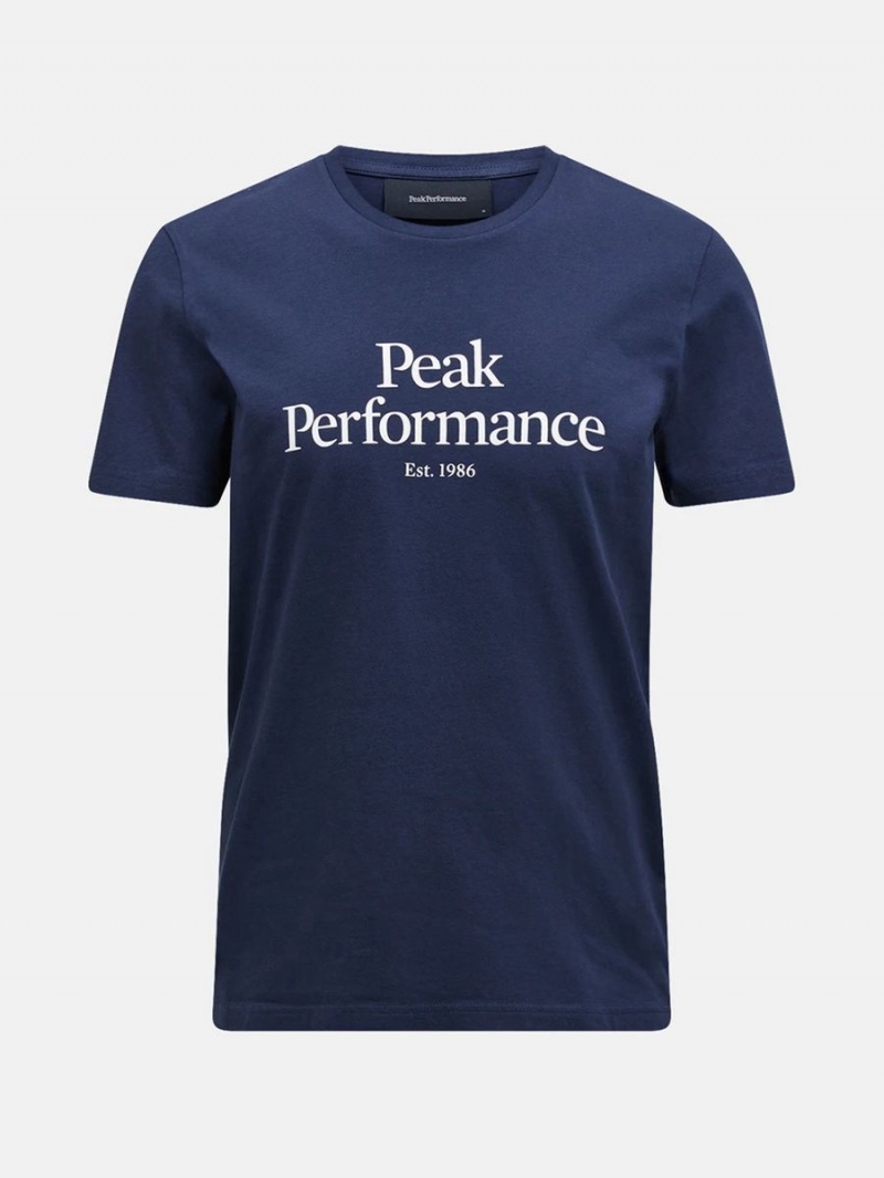 Peak Performance Original Men\'s T-Shirt Navy / White | MIG16-459