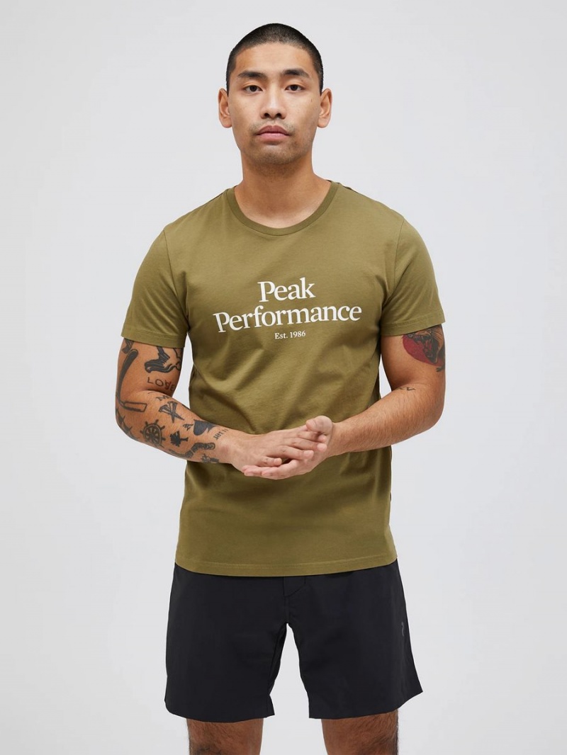 Peak Performance Original Men's T-Shirt Olive | KNH30-281