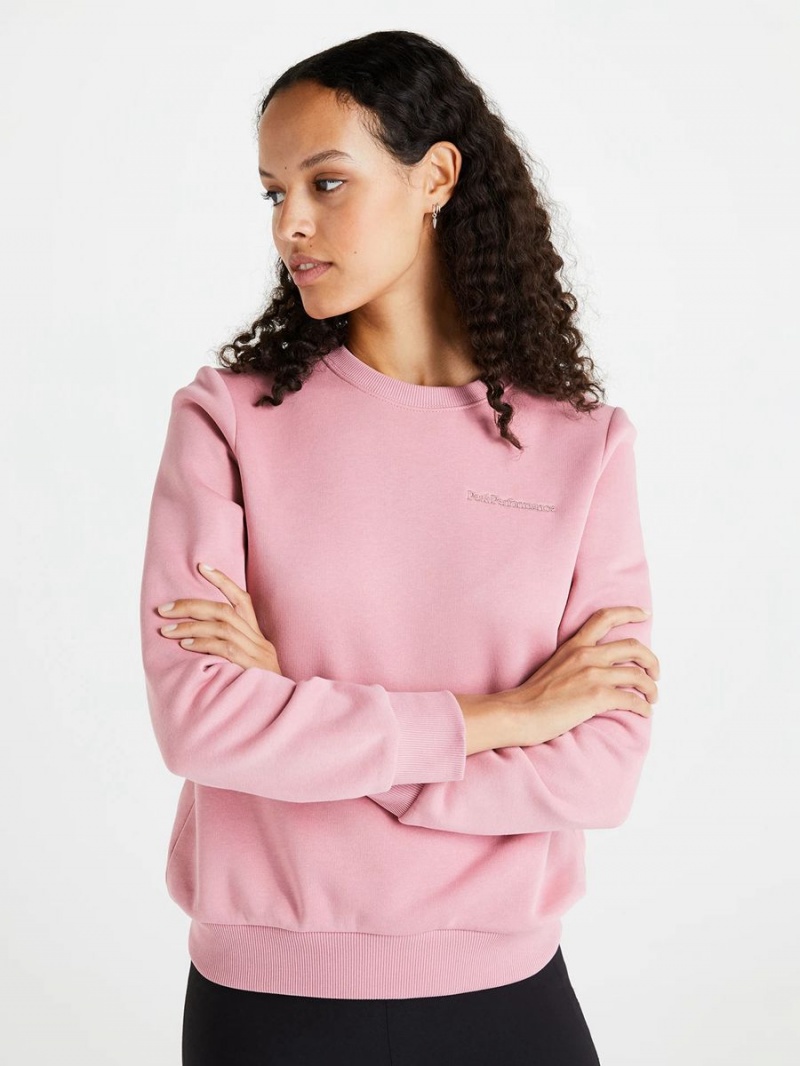 Peak Performance Original Small Logo Crew Women's Sweatshirt Pink | YTR15-490