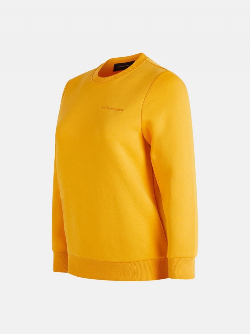 Peak Performance Original Small Logo Crew Women's Sweatshirt Yellow | VBI81-319