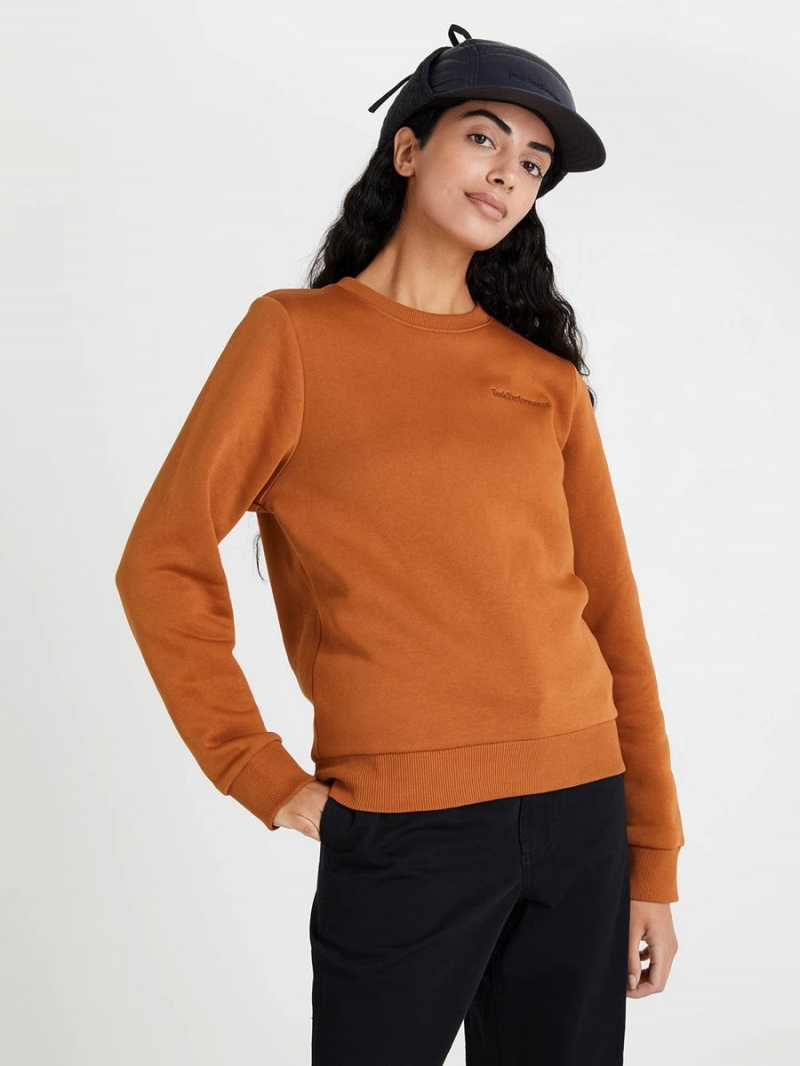 Peak Performance Original Small Logo Crew Women's Sweatshirt Orange | HXZ16-408