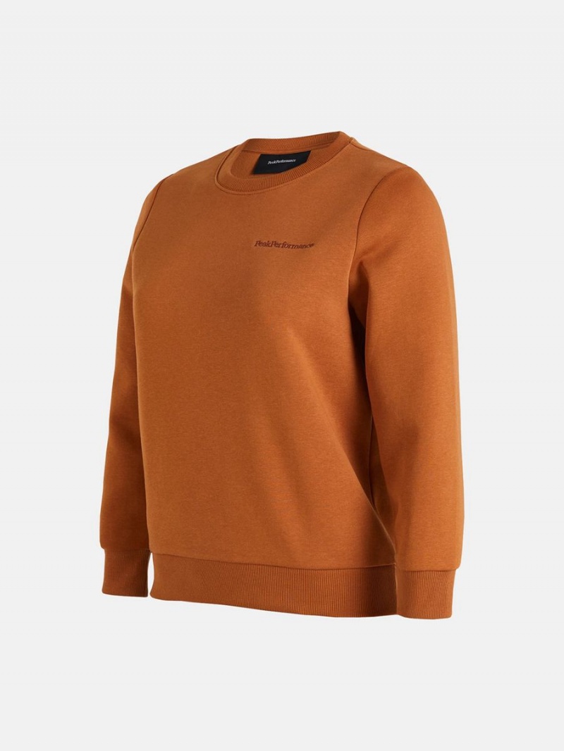 Peak Performance Original Small Logo Crew Women's Sweatshirt Orange | HXZ16-408