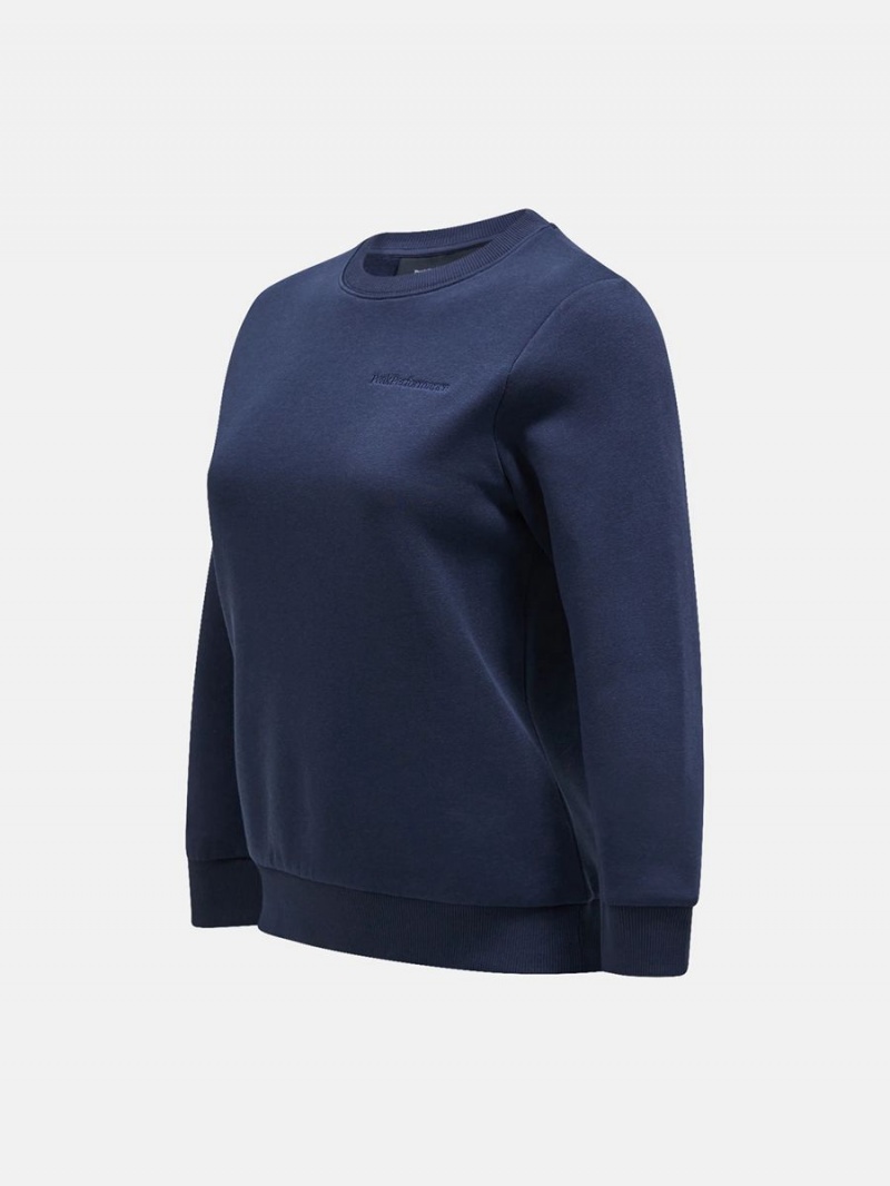 Peak Performance Original Small Logo Crew Women's Sweatshirt Navy | WMP62-612