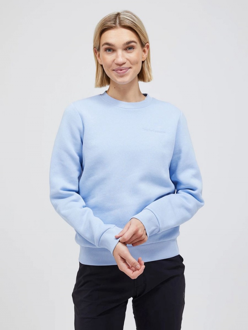 Peak Performance Original Small Logo Crew Women's Sweatshirt Blue | LPP56-123