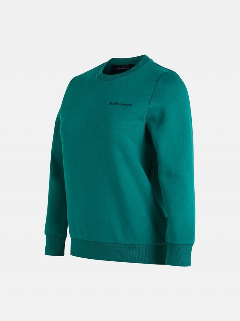 Peak Performance Original Small Logo Crew Women's Sweatshirt Green | RUC15-663