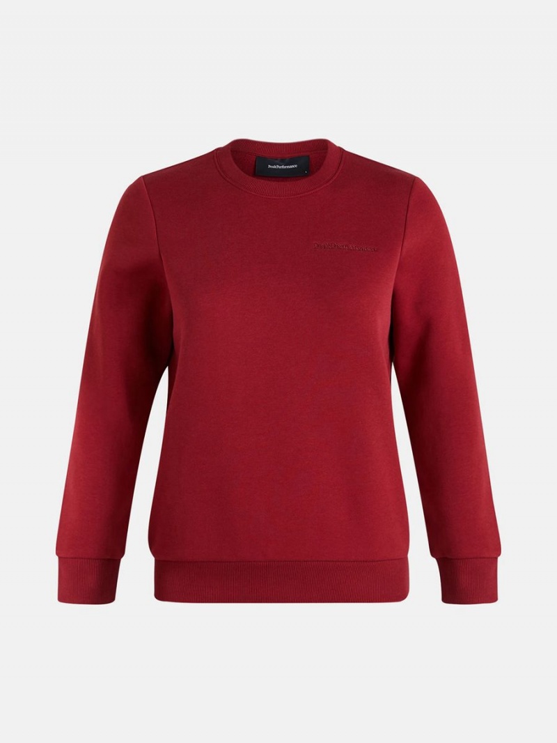 Peak Performance Original Small Logo Crew Women's Sweatshirt Red | KPX50-699