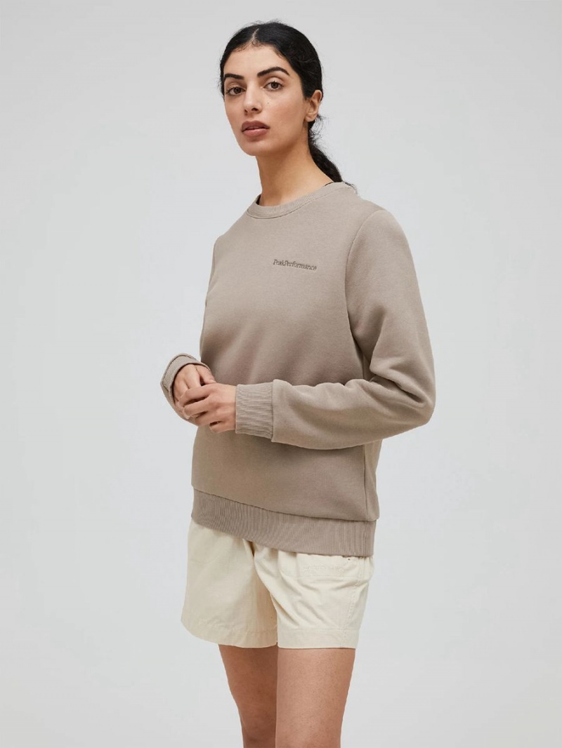 Peak Performance Original Small Logo Crew Women's Sweatshirt Beige | TON05-773