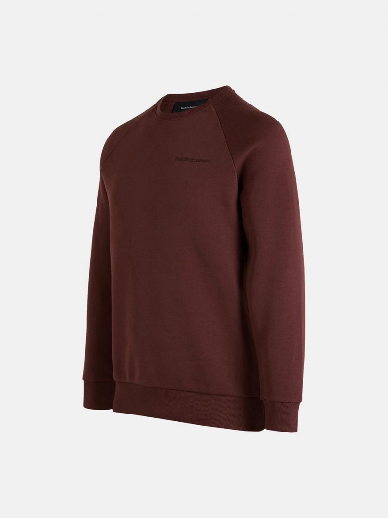 Peak Performance Original Small Logo Crew Men's Sweatshirt Burgundy | LWA78-499