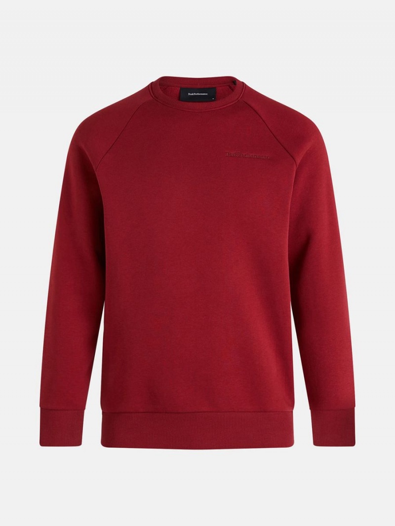 Peak Performance Original Small Logo Crew Men\'s Sweatshirt Red | FYF96-541