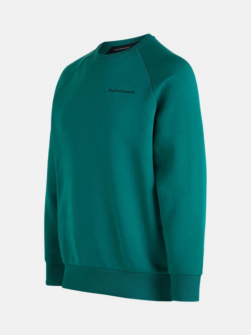 Peak Performance Original Small Logo Crew Men's Sweatshirt Green | LRJ11-855