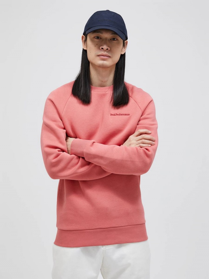 Peak Performance Original Small Logo Crew Men's Sweatshirt Pink | AXA35-558