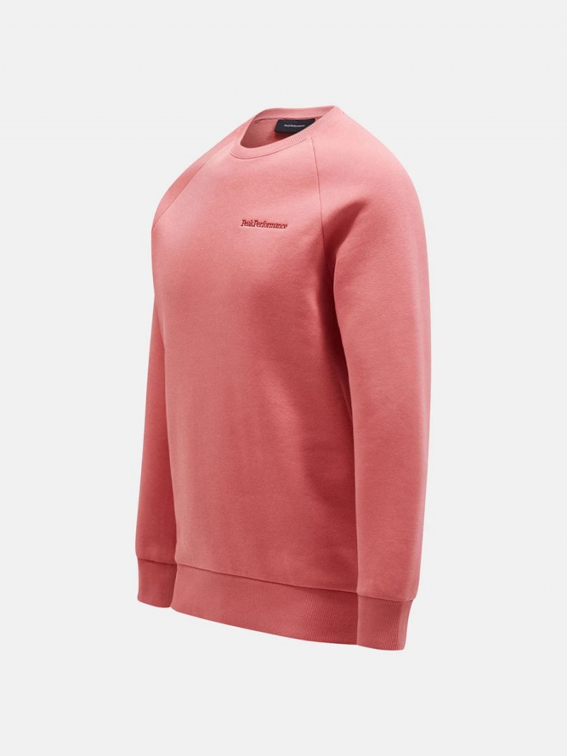 Peak Performance Original Small Logo Crew Men's Sweatshirt Pink | AXA35-558