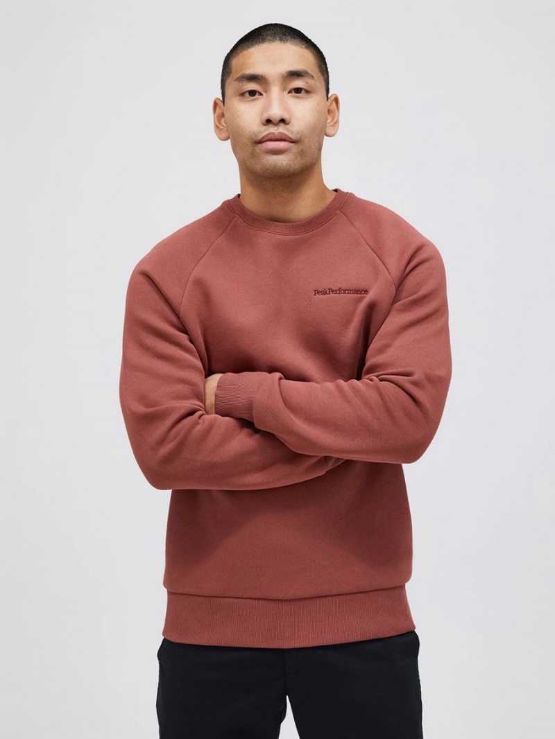 Peak Performance Original Small Logo Crew Men's Sweatshirt Burgundy | ALF24-161