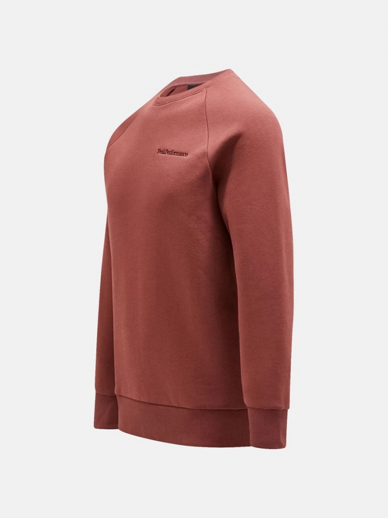 Peak Performance Original Small Logo Crew Men's Sweatshirt Burgundy | ALF24-161