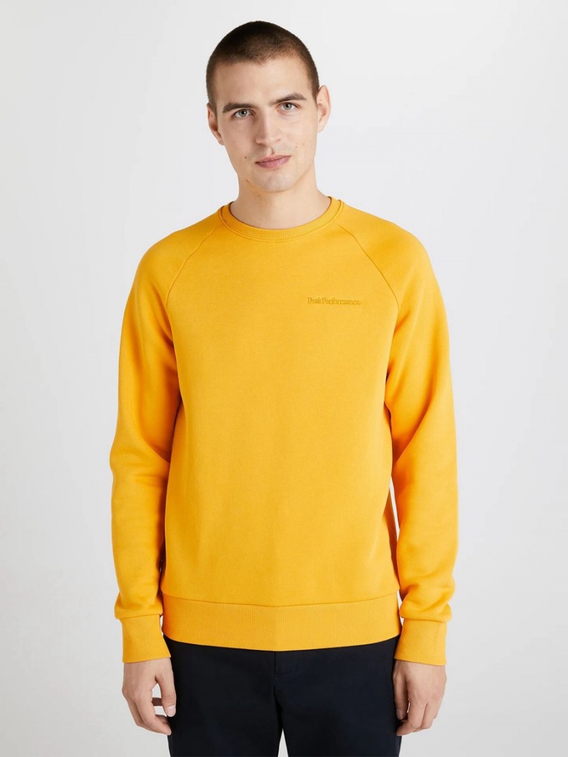 Peak Performance Original Small Logo Crew Men's Sweatshirt Yellow | ZRX30-034