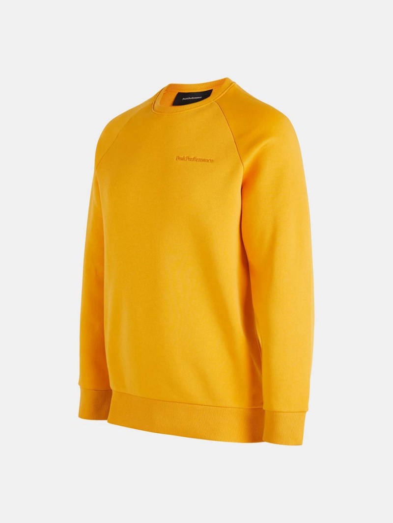 Peak Performance Original Small Logo Crew Men's Sweatshirt Yellow | ZRX30-034