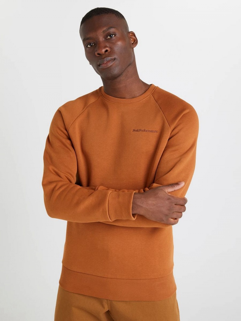 Peak Performance Original Small Logo Crew Men's Sweatshirt Orange | TVT03-883