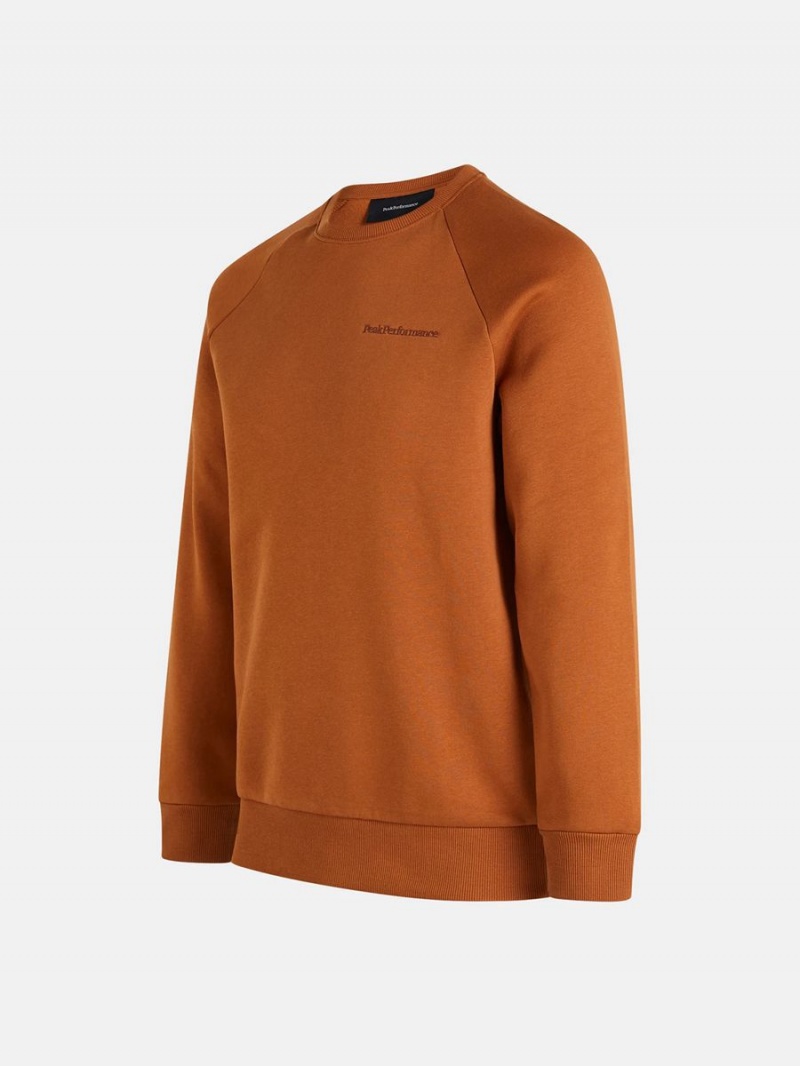 Peak Performance Original Small Logo Crew Men's Sweatshirt Orange | TVT03-883