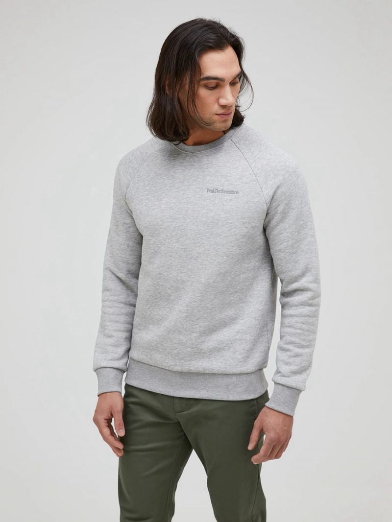 Peak Performance Original Small Logo Crew Men's Sweatshirt Grey | WMN03-268