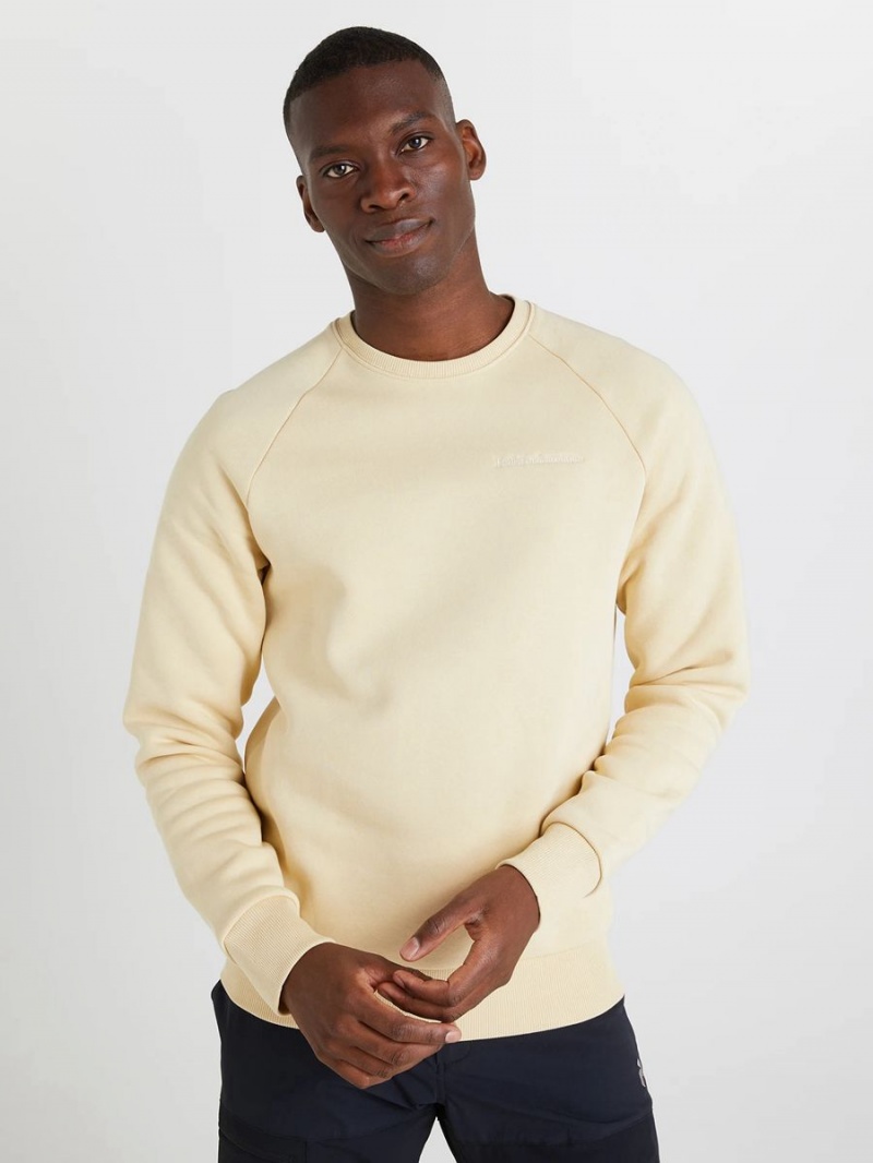 Peak Performance Original Small Logo Crew Men's Sweatshirt Yellow | KQA54-001